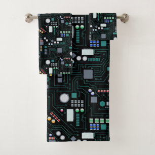 Computer Circuit Board Home Decor Bath Towel Set