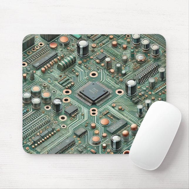 Computer Circuit Board Mouse Mat (With Mouse)