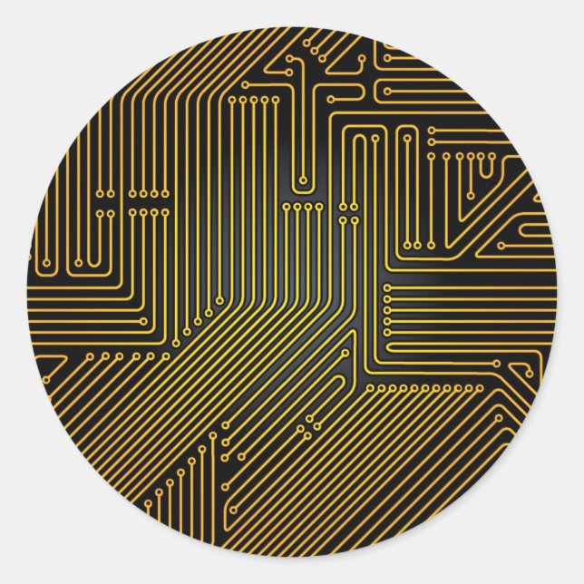 Computer circuit board pattern classic round sticker (Front)