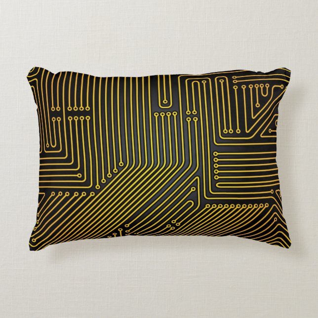 Computer circuit board pattern decorative cushion (Front)
