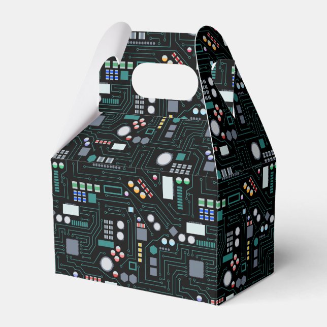 Computer Circuit Board Pattern  Favour Box (Front Side)