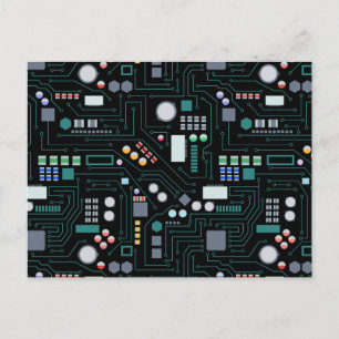 Computer Circuit Board Pattern  Holiday Postcard