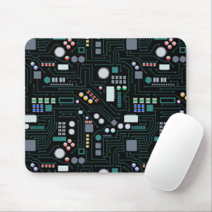 Computer Circuit Board Pattern Office Decor Mouse Mat