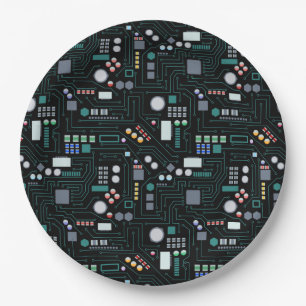Computer Circuit Board Pattern  Paper Plate
