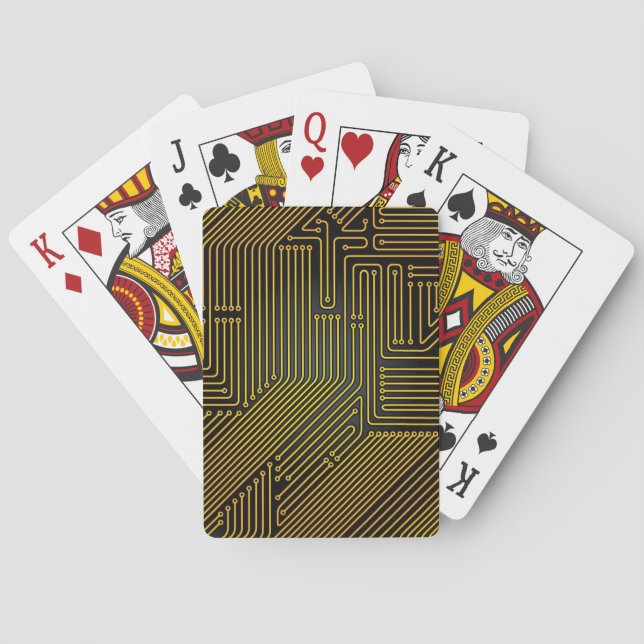 Computer circuit board pattern playing cards (Back)