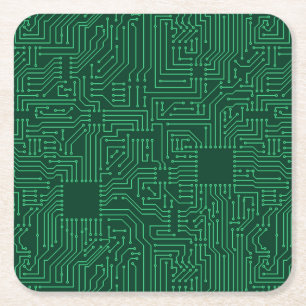 Computer circuit board square paper coaster