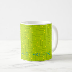 Computer Circuit Board Tech TEXT green yellow blue Coffee Mug