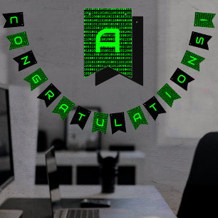 Computer Code Cyber & Tech Team - Own Name or Text Bunting