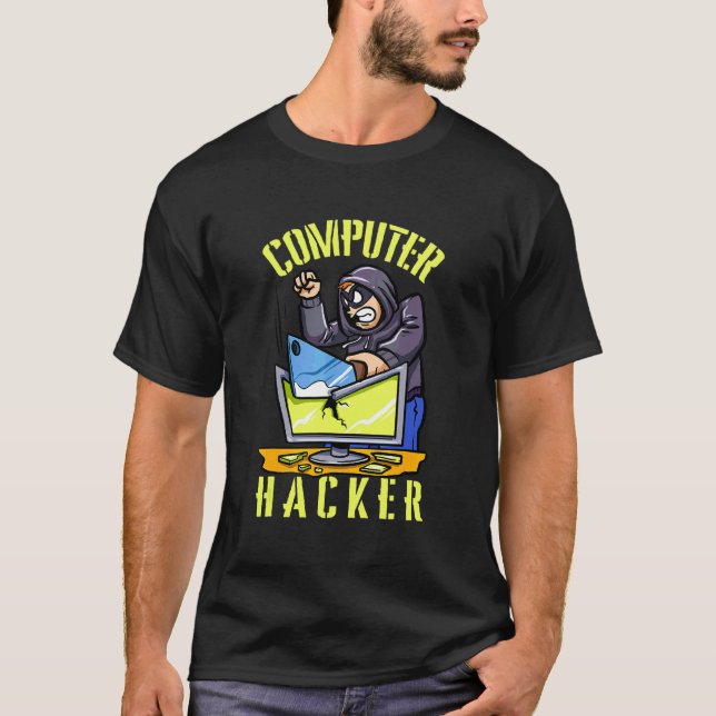 Computer Code Cybersecurity Computer Hacker T-Shirt (Front)