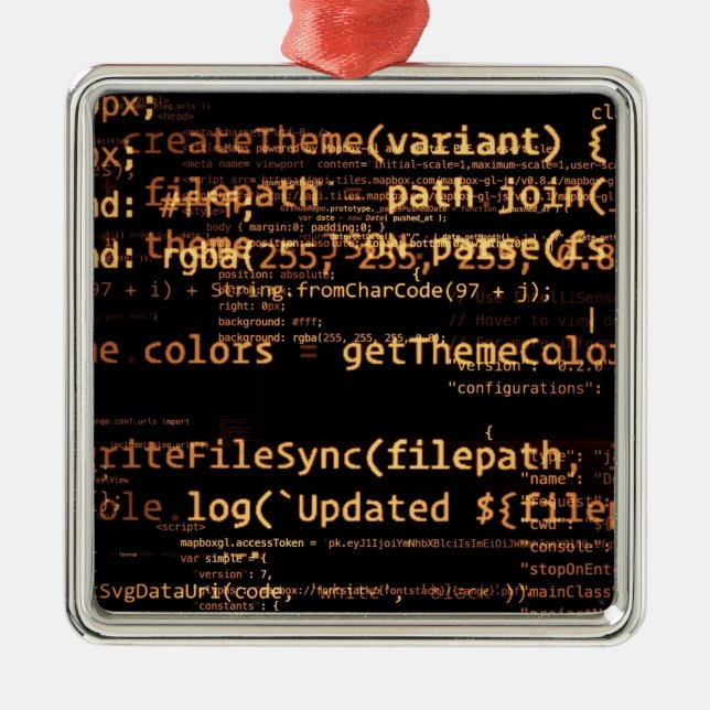 Computer code metal tree decoration (Front)