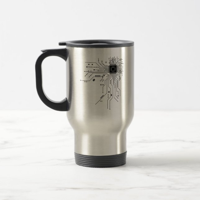 Computer CPU Chip PCB Circuit Design Tech Gift Travel Mug (Left)