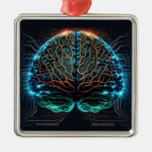 Computer Cyber Brain Christmas Ornament
