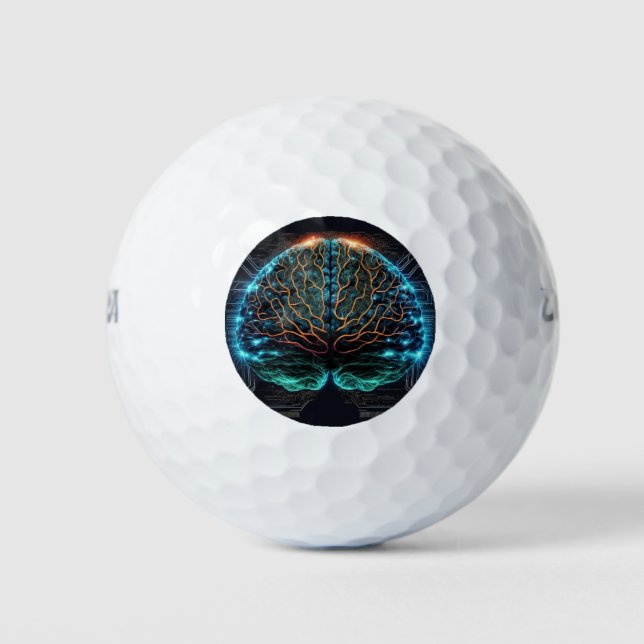 Computer Cyber Brain Golf Balls (Front)