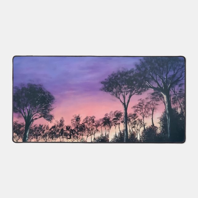 Computer desk keyboard matt with trees at sunset desk mat (Front)