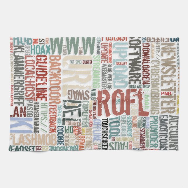Computer Dictionary in Colours Tea Towel (Horizontal)