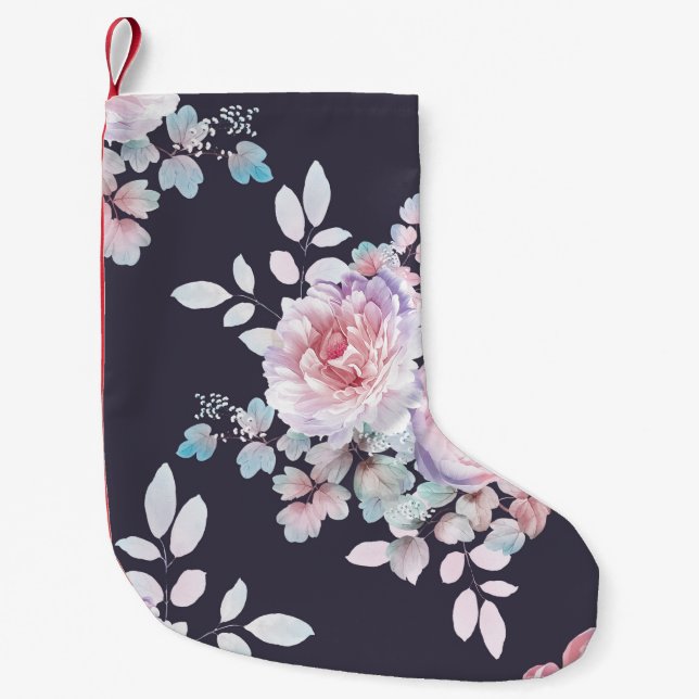 Computer drawn beautiful flowers illustrationart,  small christmas stocking (Front)