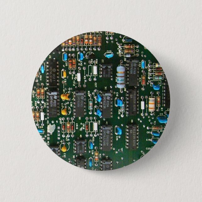 Computer Electronics Printed Circuit Board Image 6 Cm Round Badge (Front)