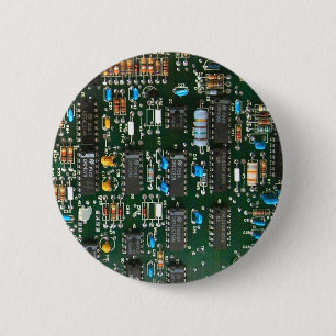 Computer Electronics Printed Circuit Board Image 6 Cm Round Badge