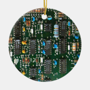 Computer Electronics Printed Circuit Board Image Ceramic Tree Decoration