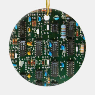 Computer Electronics Printed Circuit Board Image Ceramic Tree Decoration