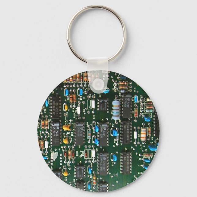 Computer Electronics Printed Circuit Board Image Key Ring (Front)