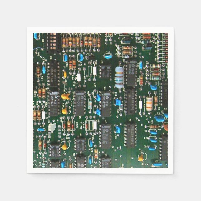 Computer Electronics Printed Circuit Board Image Napkin (Front)