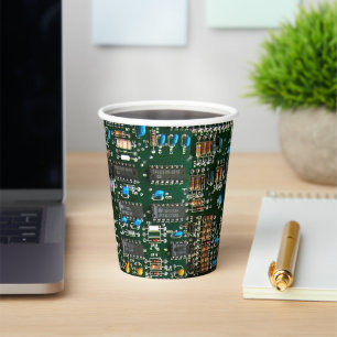 Computer Electronics Printed Circuit Board Image Paper Cups