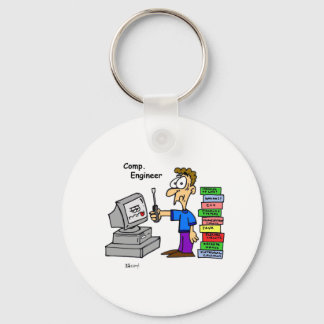 Computer Engineer Cartoon Key Ring