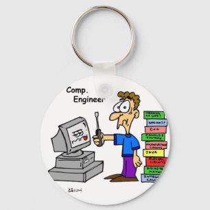 Computer Engineer Cartoon Key Ring