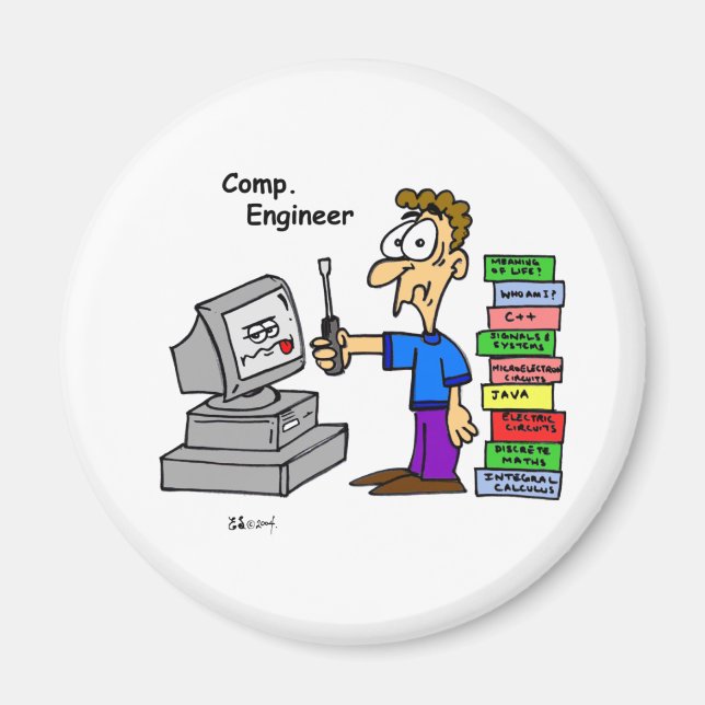 Computer Engineer Cartoon Magnet (Front)