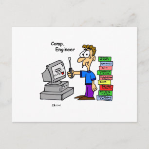 Computer Engineer Cartoon Postcard