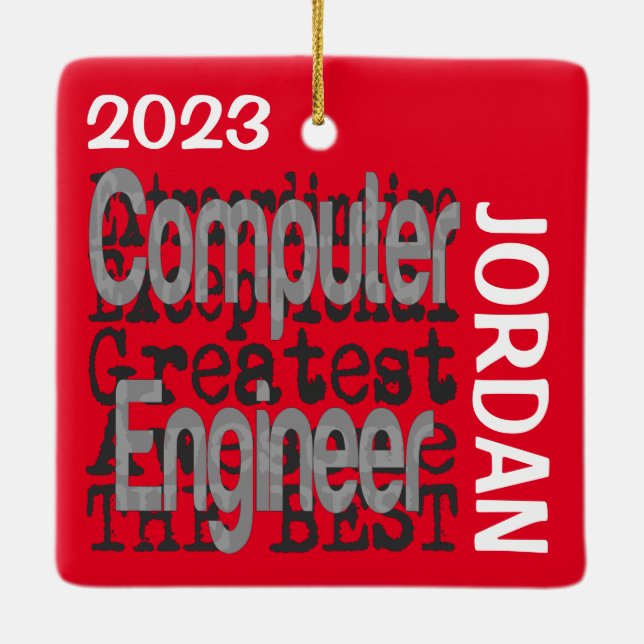 Computer Engineer Extraordinaire CUSTOM Ceramic Ornament (Back)