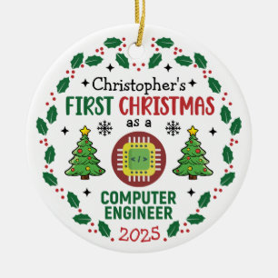 Computer Engineer First Christmas Personalised Ceramic Tree Decoration