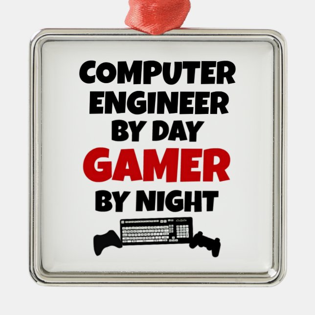 Computer Engineer Gamer Metal Tree Decoration (Front)