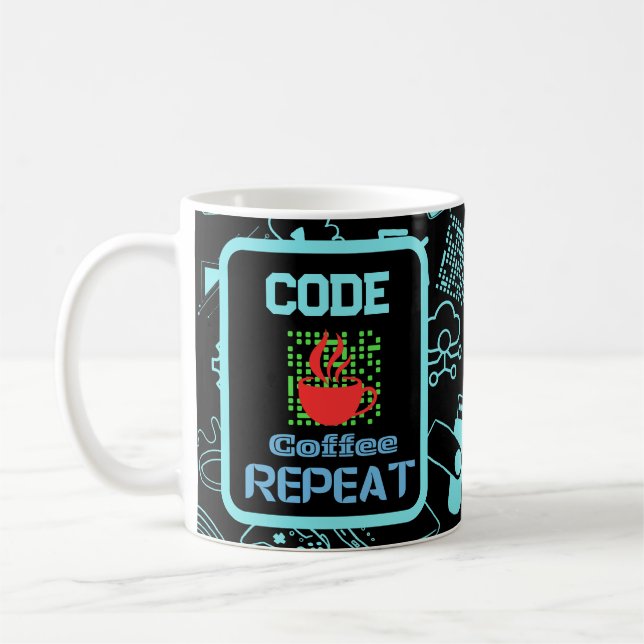 computer engineer programmer coding tech black coffee mug (Left)