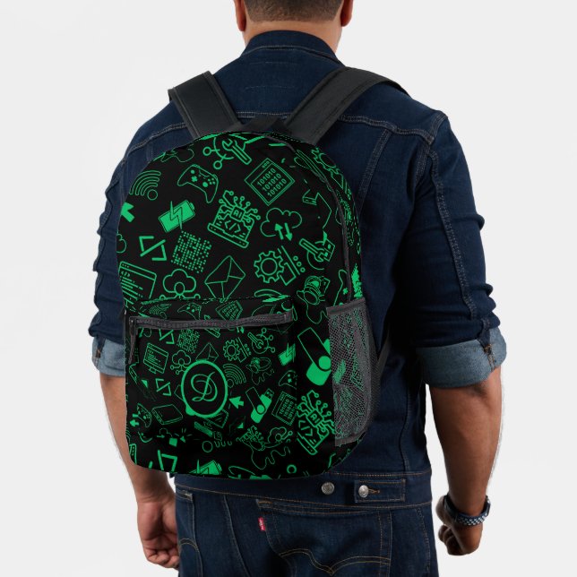 computer engineer programmer coding tech green printed backpack (Insitu (Model))