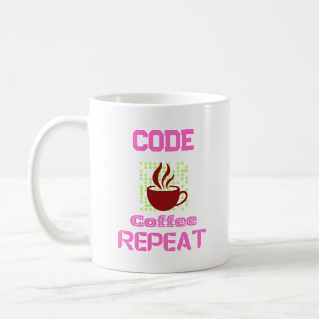 computer engineer programmer coding tech  pink coffee mug (Left)
