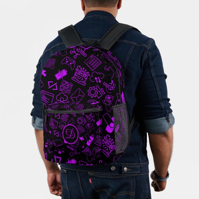 computer engineer programmer coding tech purple printed backpack (Insitu (Model))