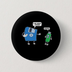 Computer Engineering Father & Son Floppy Disc Gift 6 Cm Round Badge