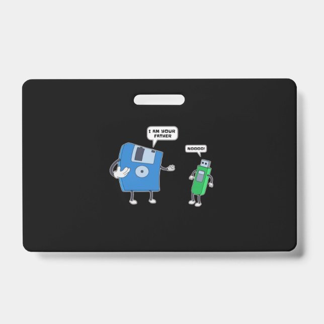 Computer Engineering Father & Son Floppy Disc Gift ID Badge (Front)