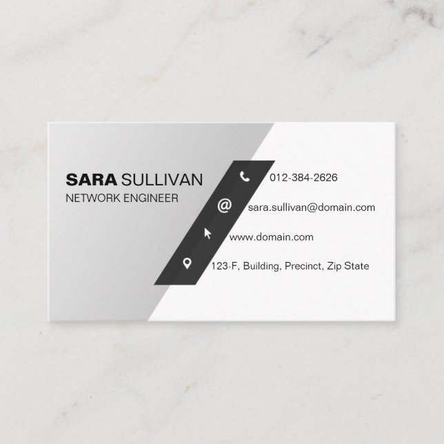 Computer Engineering Technical Simple Diagonal Business Card (Front)