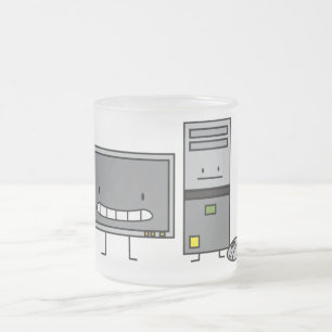 Computer Family IT Screen Mouse PC Tower Frosted Glass Coffee Mug