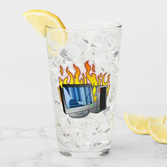 Computer Fire Glass Cup (Front Ice)