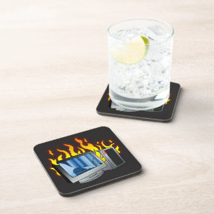 Computer Fire Hard plastic coaster