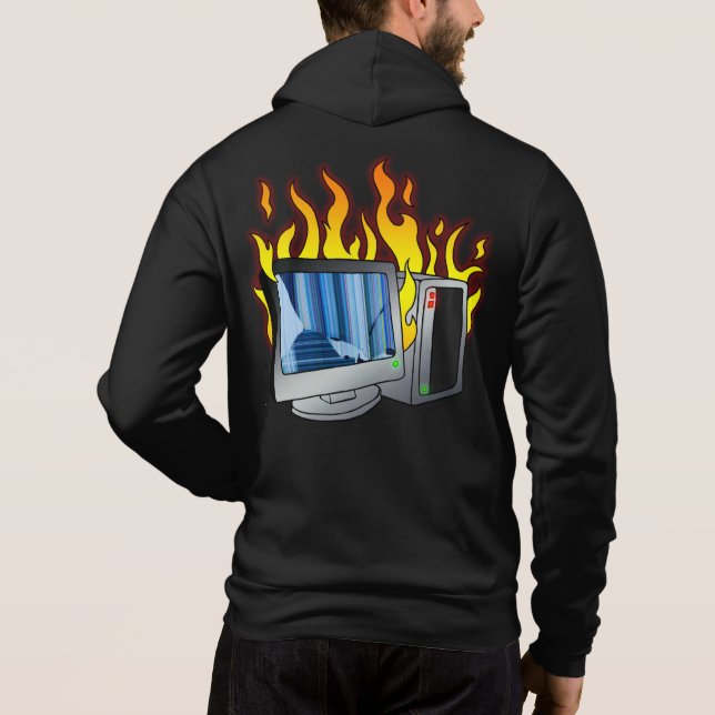 Computer Fire Men's Bella+Canvas Full-Zip Hoodie (Back)