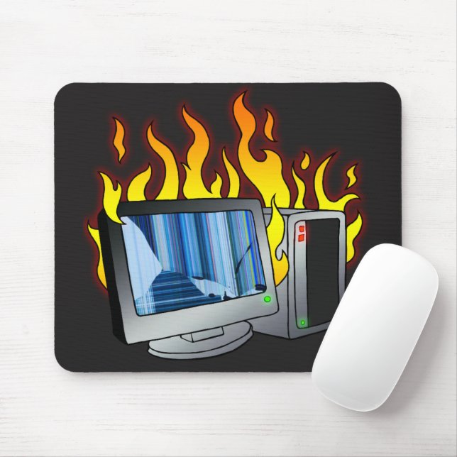 Computer Fire Mousepad (With Mouse)