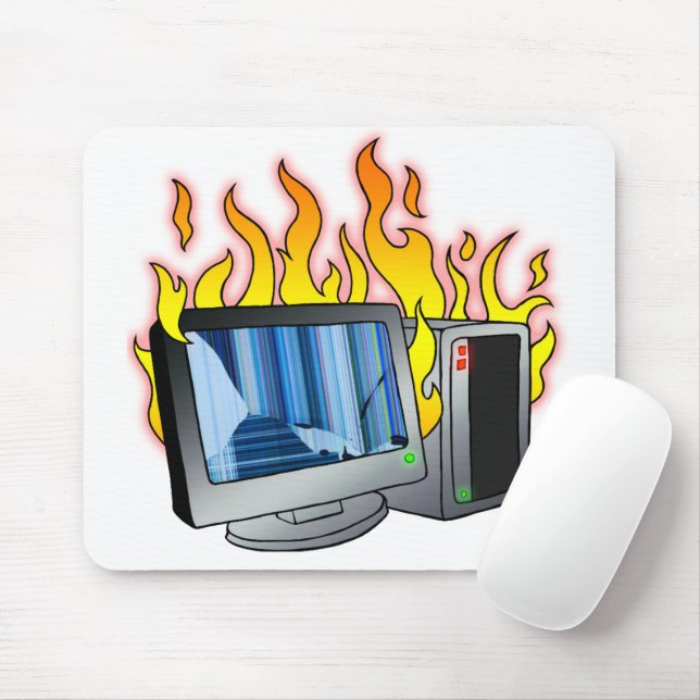 Computer Fire Mousepad (With Mouse)