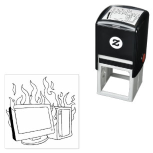 Computer Fire Self Inking Rubber Stamp