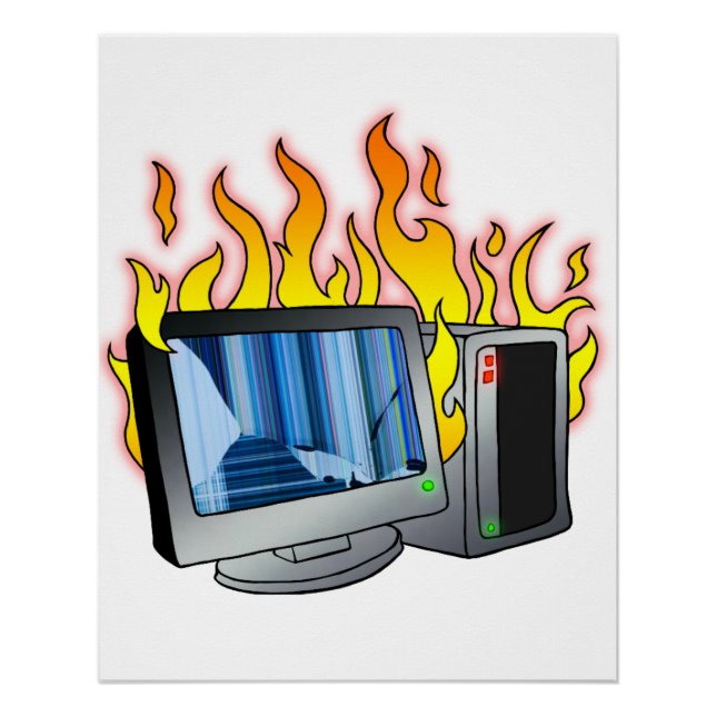 Computer Fire Zazzle Glossy Poster (Front)