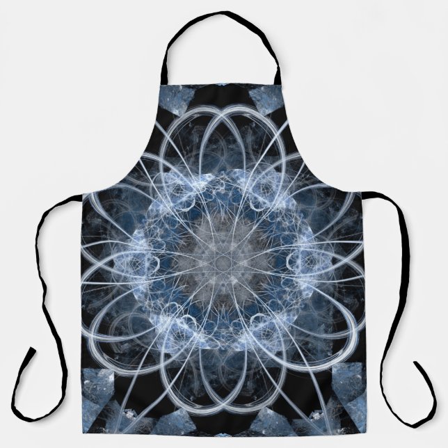 Computer fractal illustration of grey blue winter  apron (Front)